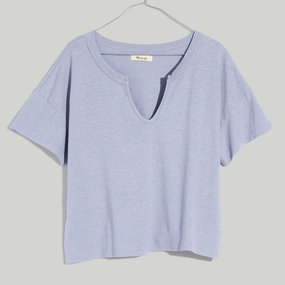Madewell Hemp-Cotton Split-Neck Crop Tee Size Small